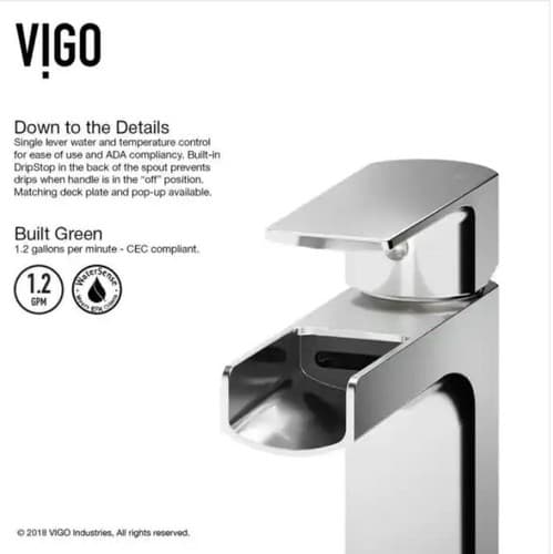 Vigo VG01042CH Single Handle Bathroom Faucet in Chrome - Thumbnail 3