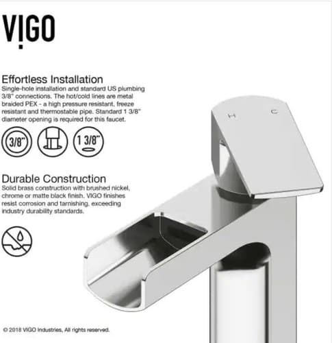 Vigo VG01042CH Single Handle Bathroom Faucet in Chrome - Thumbnail 4