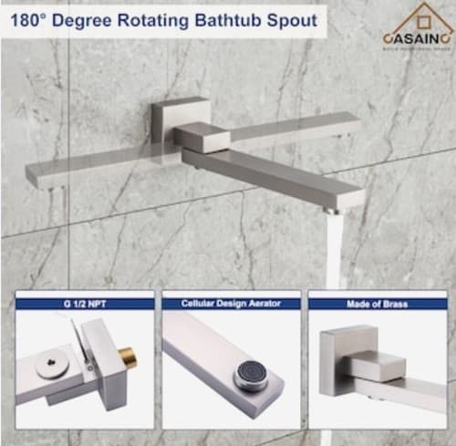 CASAINC Ceiling Mount Dual Shower Heads W/ 3-Spray 12" Functions Brushed Nickel - Thumbnail 7