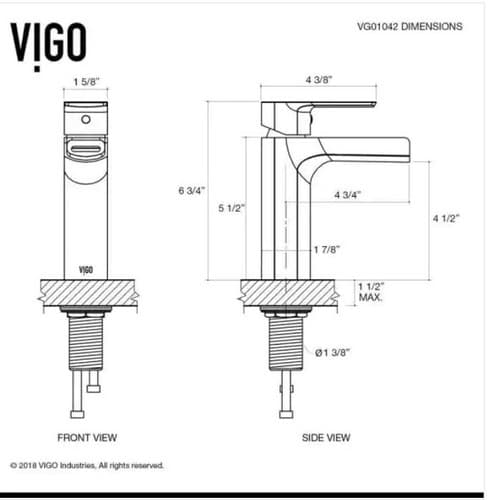 Vigo VG01042CH Single Handle Bathroom Faucet in Chrome - Thumbnail 6