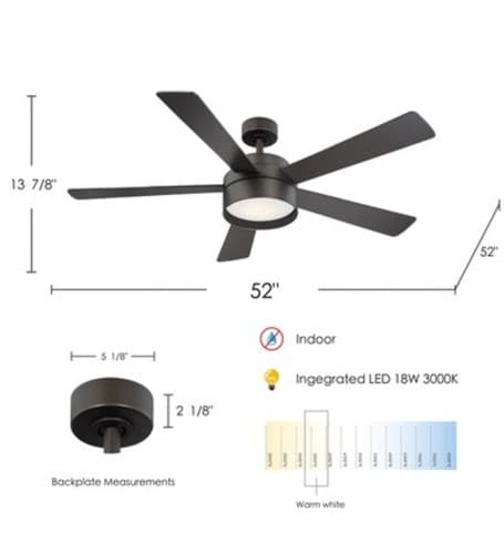 Eglo 203231A Whitehaven 52" LED Bronze Light 5 Blade Ceiling Fan Remote Reg $220 - Thumbnail 4