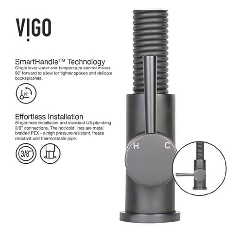 VIGO VG02001MB Edison Solid Brass Single Handle Pull Down Sprayer Kitchen. - Thumbnail 3
