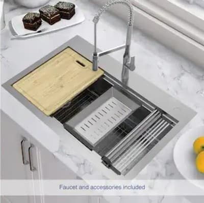 allen + roth Dennison Drop-in or undermount 33-in x 22-in Stainless steel Single - Thumbnail 4