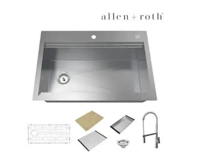 allen + roth Dennison Drop-in or undermount 33-in x 22-in Stainless steel Single - Thumbnail 3