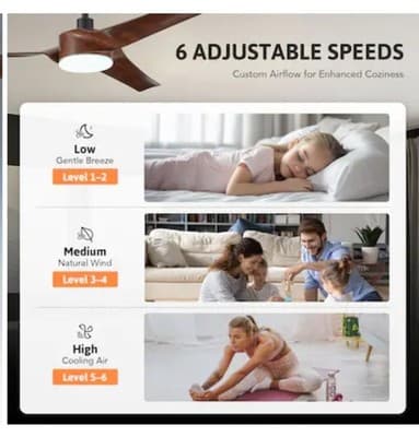 CO-Z 52-in Integrated LED Smart Brown with Polished Blades Propeller Ceiling Fan - Thumbnail 7
