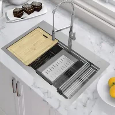 allen + roth Dennison Drop-in or undermount 33-in x 22-in Stainless steel Single