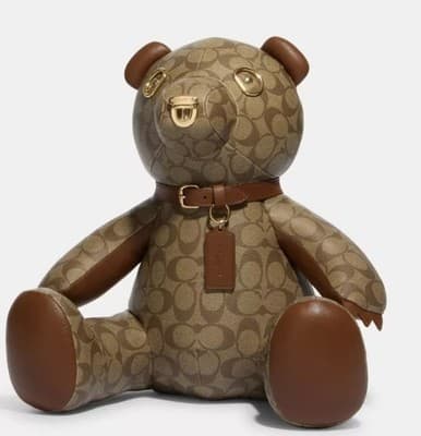NWT COACH Large Leather Collectible Bear Signature Logo Teddy Bear CE974