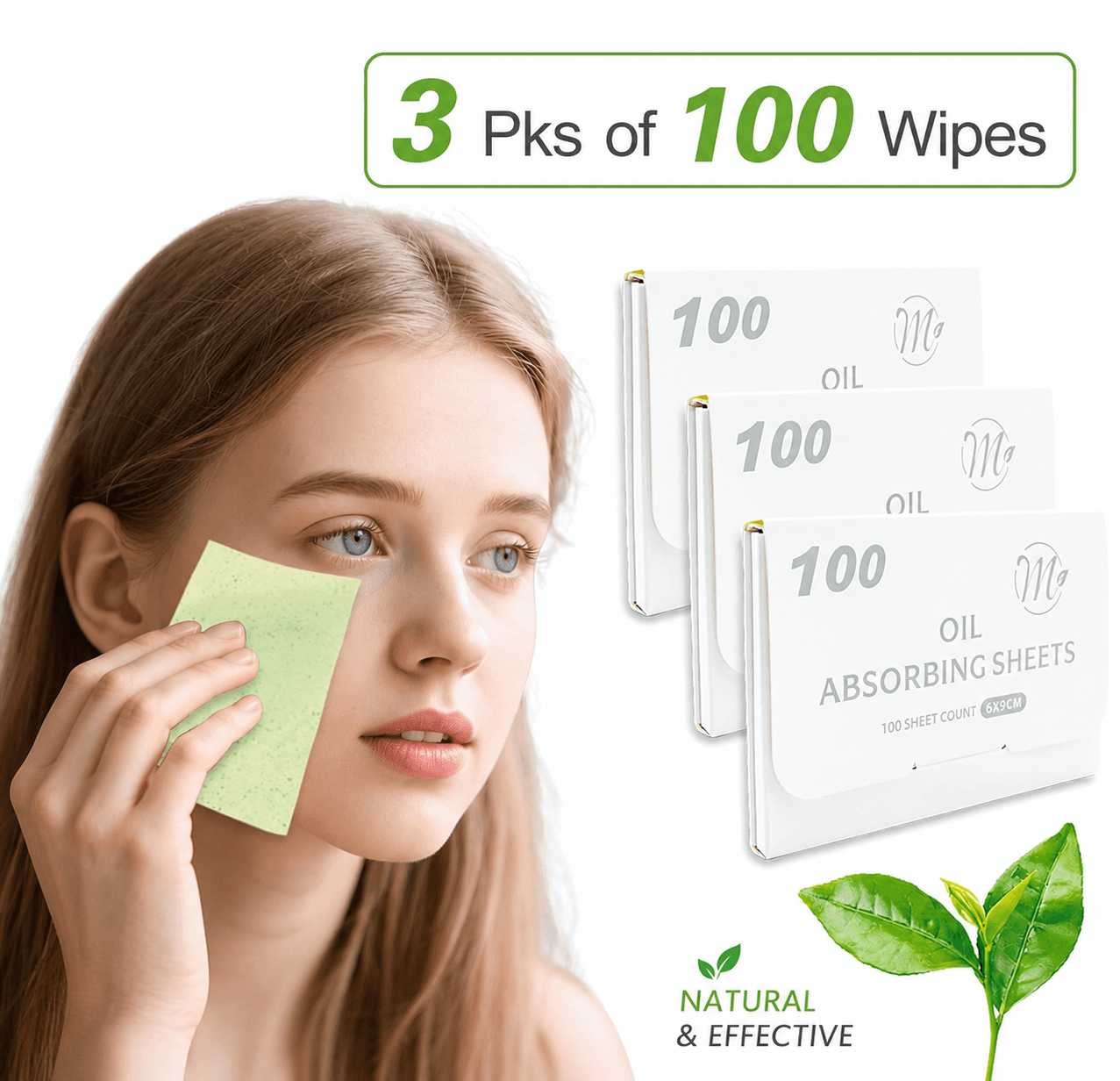 Oil Absorbing Sheets 3 Packs of 100 Natural Blotting Papers - Image 1