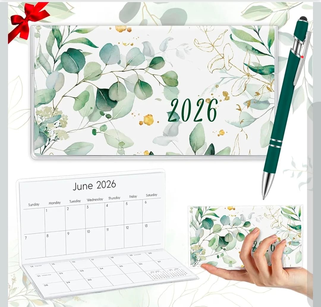 2026 Monthly Planner with Pen, 6.5x7 Inch, Leaf Design - Image 1