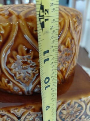 Vintage Lidded Cookie Jar Star Burst Patter Golden/Yellow/Brown - Thumbnail 8