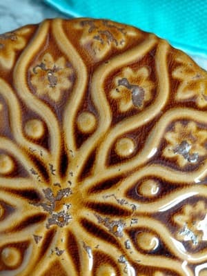 Vintage Lidded Cookie Jar Star Burst Patter Golden/Yellow/Brown - Thumbnail 12