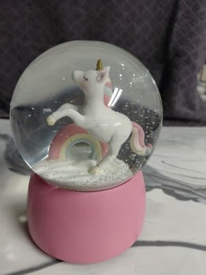 Believe In Magic Musical Unicorn & Rainbow Snow Globe With Pink Base - Thumbnail 5