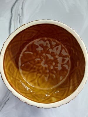 Vintage Lidded Cookie Jar Star Burst Patter Golden/Yellow/Brown - Thumbnail 4