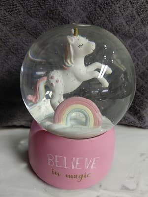 Believe In Magic Musical Unicorn & Rainbow Snow Globe With Pink Base - Thumbnail 7