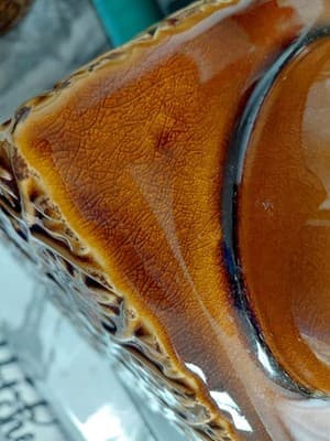 Vintage Lidded Cookie Jar Star Burst Patter Golden/Yellow/Brown - Thumbnail 9