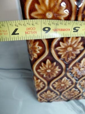 Vintage Lidded Cookie Jar Star Burst Patter Golden/Yellow/Brown - Thumbnail 7
