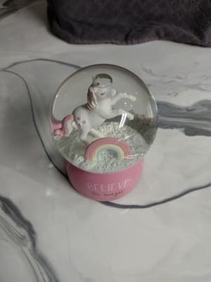 Believe In Magic Musical Unicorn & Rainbow Snow Globe With Pink Base - Thumbnail 4