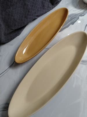 Wonderful Oval Pottery Barn Bread/Oil Plates (2) Orange & Tan Ceramic SORRENTO - Thumbnail 2