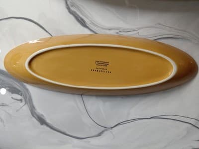 Wonderful Oval Pottery Barn Bread/Oil Plates (2) Orange & Tan Ceramic SORRENTO - Thumbnail 5