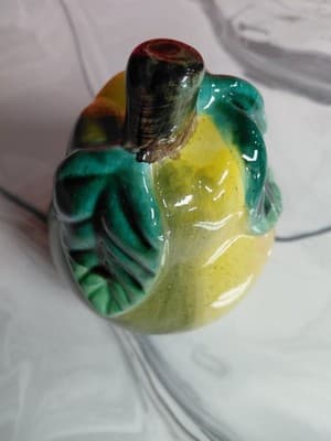 Vintage Art Deco Pear-Shaped Green & Yellow Ceramic. - Thumbnail 2