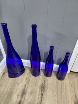 Cobalt Blue Bottles Set (4) Vintage Very Pretty Home Decor