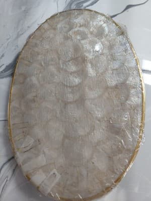 Capiz Shell 6 Piece Rare/ Vintage 6 Piece Yellow Napkin Trim & Serving Trays - Thumbnail 6