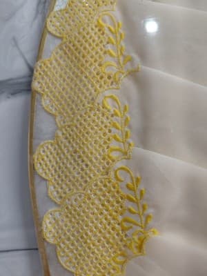 Capiz Shell 6 Piece Rare/ Vintage 6 Piece Yellow Napkin Trim & Serving Trays - Thumbnail 9