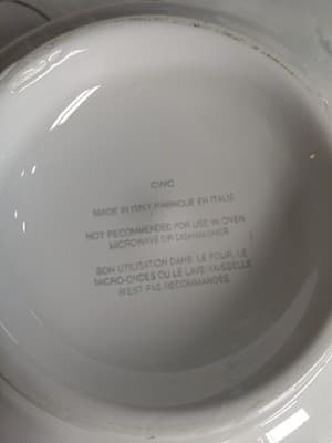 CWC Vintage Ceramic Serving Bowl Set (3) Made In Italy. White Embossed Fruit - Thumbnail 15