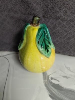 Vintage Art Deco Pear-Shaped Green & Yellow Ceramic.