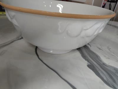 CWC Vintage Ceramic Serving Bowl Set (3) Made In Italy. White Embossed Fruit - Thumbnail 10