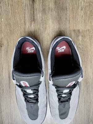 Nike SB White Gray Red Low Top Suede Rubber Mesh Skateboard Sneakers - Thumbnail 3
