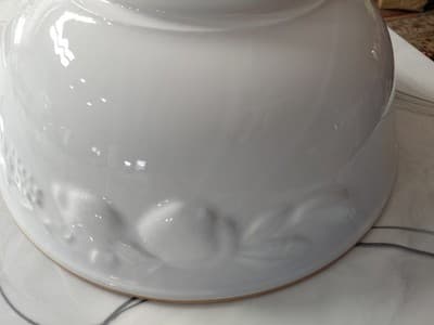 CWC Vintage Ceramic Serving Bowl Set (3) Made In Italy. White Embossed Fruit - Thumbnail 21