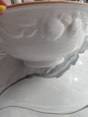 CWC Vintage Ceramic Serving Bowl Set (3) Made In Italy. White Embossed Fruit - Thumbnail 24