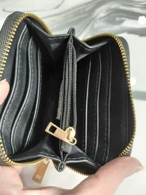 A New Day Double Zip Black and Gold-Tone Clutch/Wallet - Thumbnail 3