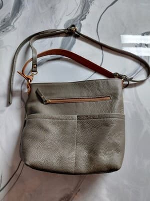Valentina Taupe Pebbled Leather Shoulder Bag Gold Hardware Bag Charm - Thumbnail 5