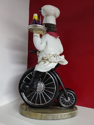 Italian Bistro Chef With A Working Clock & Matching Fat Chef Plate Kitchen Decor - Thumbnail 5