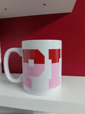 Pink & White Ceramic Coffee Mug Large 21 oz By "Pink" Clothing