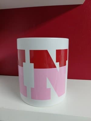 Pink & White Ceramic Coffee Mug Large 21 oz By "Pink" Clothing - Thumbnail 2
