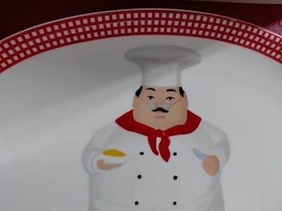 Italian Bistro Chef With A Working Clock & Matching Fat Chef Plate Kitchen Decor - Thumbnail 9