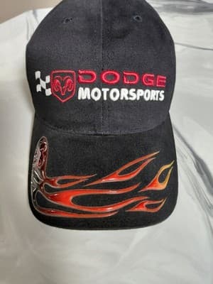 Dodge Motorsports NASCAR Black Flame Design Adjustable Hat Red Yellow
