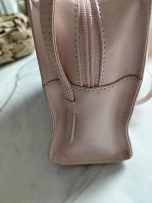 DKNY Pink Leather Shoulder Bag Zipper Accent Solid Rectangle Women’s Purse - Thumbnail 10