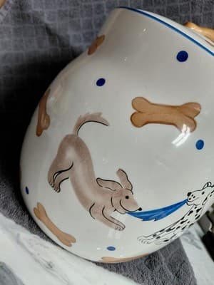 Inspirado Stonelite Dog Treat Biscuit Bone Canister Cookie Jar Hand Painted - Thumbnail 3