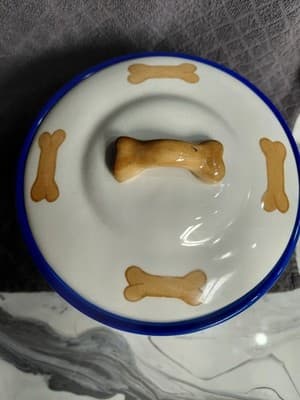 Inspirado Stonelite Dog Treat Biscuit Bone Canister Cookie Jar Hand Painted - Thumbnail 4
