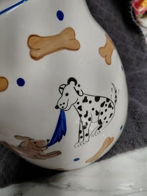 Inspirado Stonelite Dog Treat Biscuit Bone Canister Cookie Jar Hand Painted - Thumbnail 2