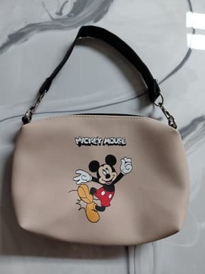Disney Mickey Mouse Beige Small Handbag with Black Strap