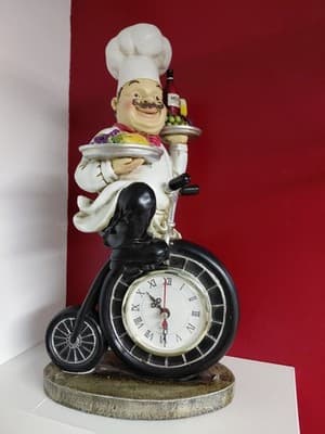 Italian Bistro Chef With A Working Clock & Matching Fat Chef Plate Kitchen Decor - Thumbnail 2