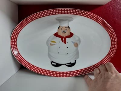 Italian Bistro Chef With A Working Clock & Matching Fat Chef Plate Kitchen Decor - Thumbnail 8