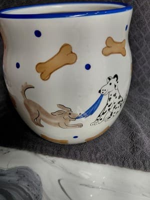 Inspirado Stonelite Dog Treat Biscuit Bone Canister Cookie Jar Hand Painted - Thumbnail 6
