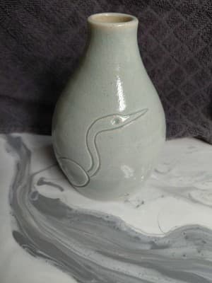 Korean 1900 Bud Vase Light Green Crackle Finish - Thumbnail 2