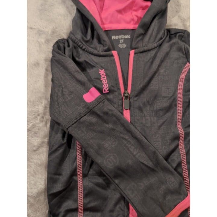 Reebok Toddler Girls Pink Hooded Zippered Long Sleeve Jacket Size 2 - Thumbnail 3